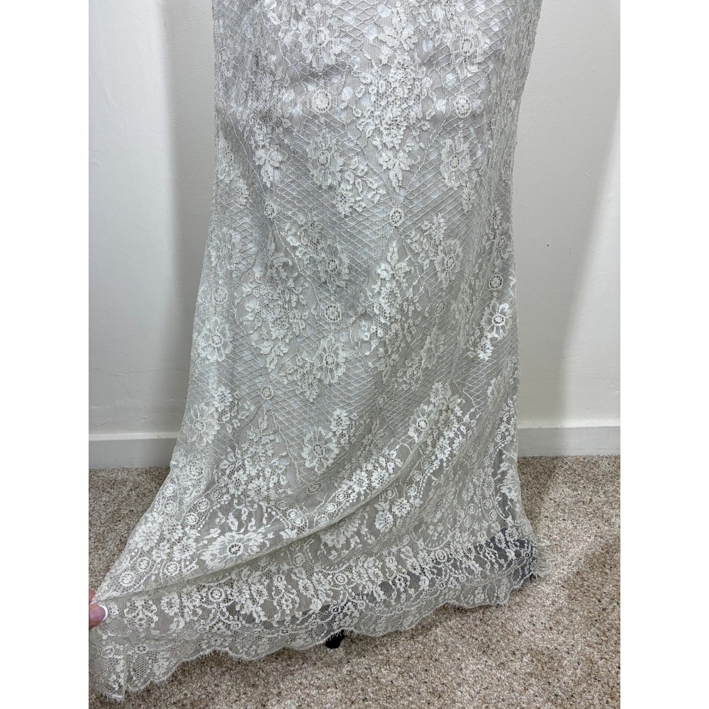 Badgley Mischka Beaded Lace Cap‎ Sleeve Wedding Gown Evening Dress 8 Bridal - Picture 3 of 16